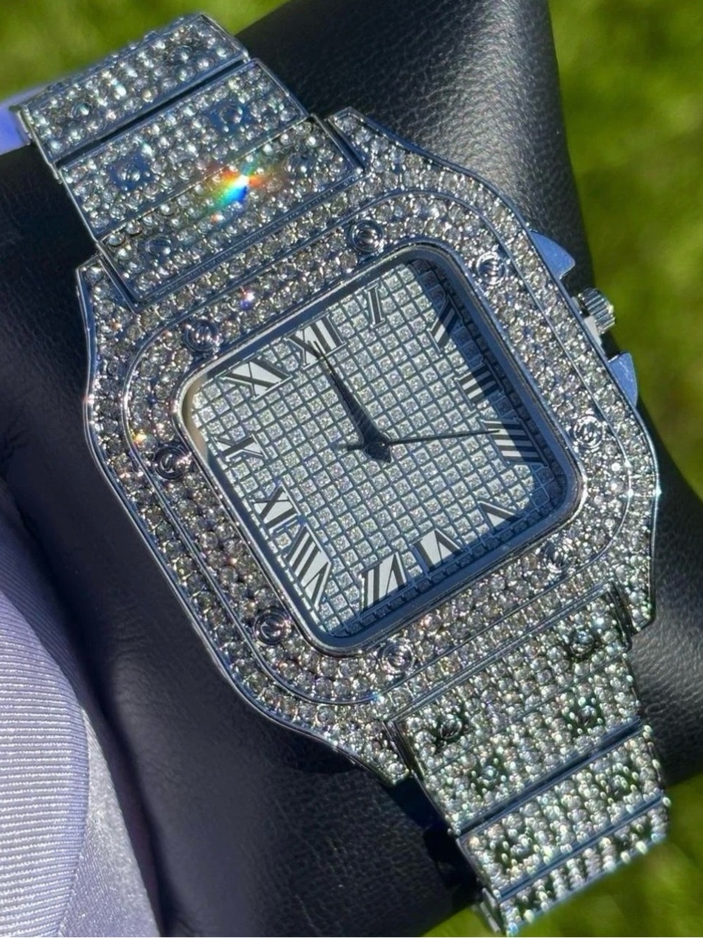MOISSANITE Watch Iced Hip Hop Silver Gray